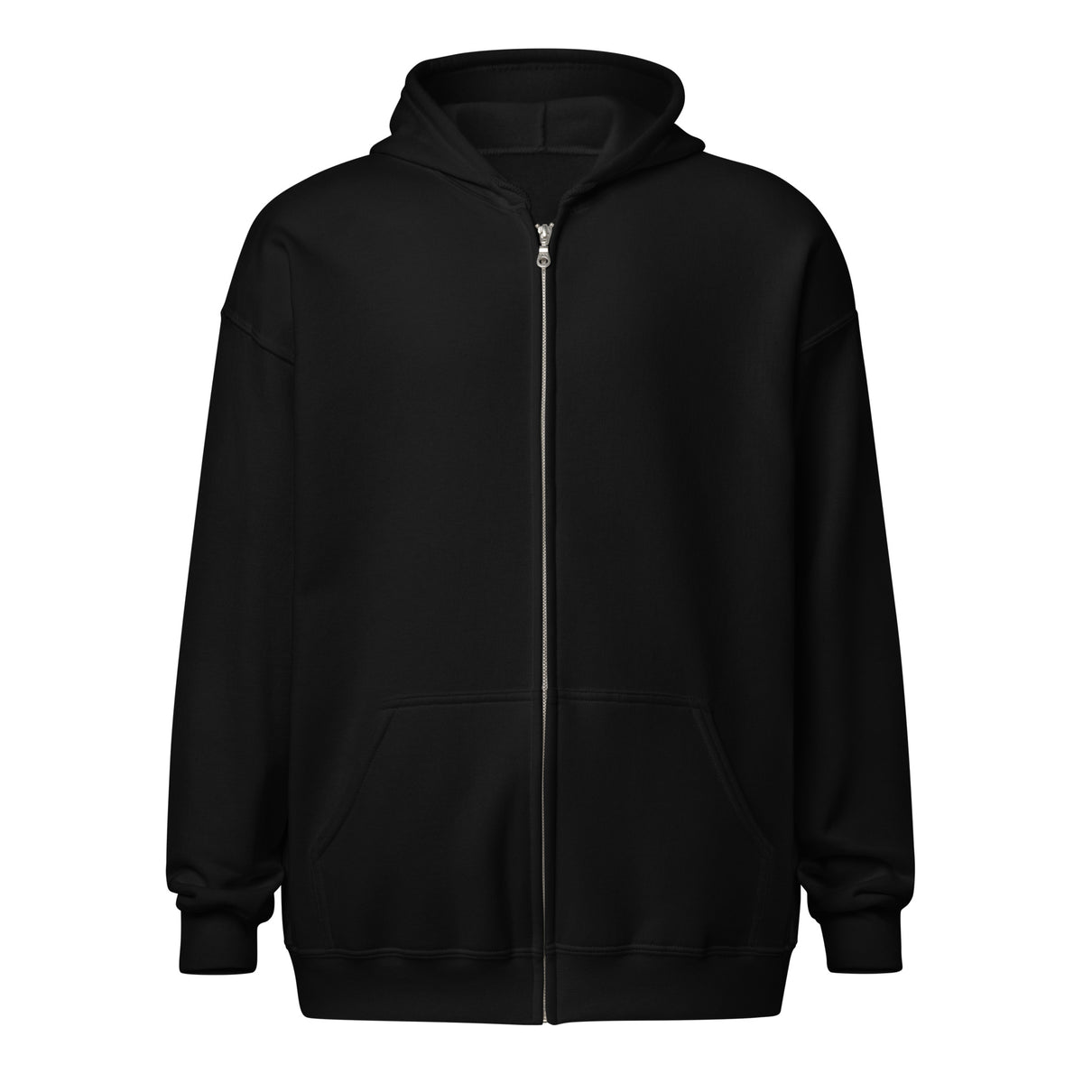 Front view of the Black Ken Allen Iconic orangutan graphic zip-up hoodie