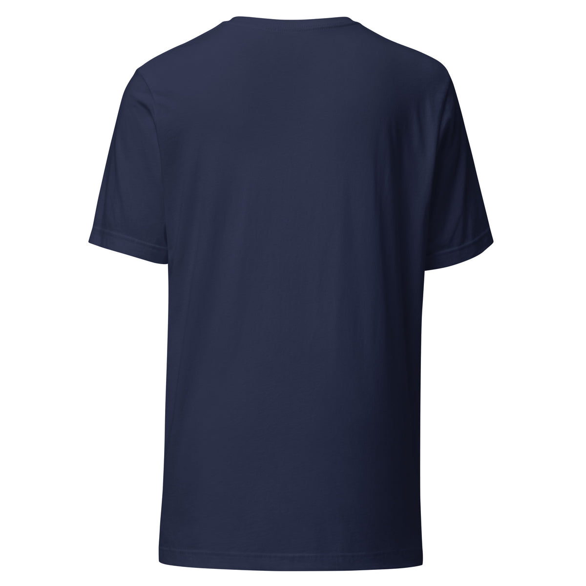 Back of navy Ken Allen Iconic unisex T-shirt with an unprinted back